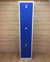 Módulo de 3 taquillas metálicas vestuario azul y gris. R2570