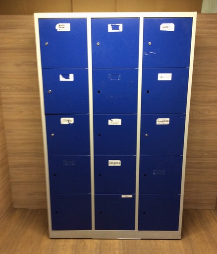 [R2569] Módulo de 15 taquillas vestuario casillero azul. R2569