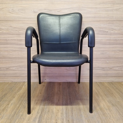 [R2243] silla oficina invitado negra de piel o símil. R2243